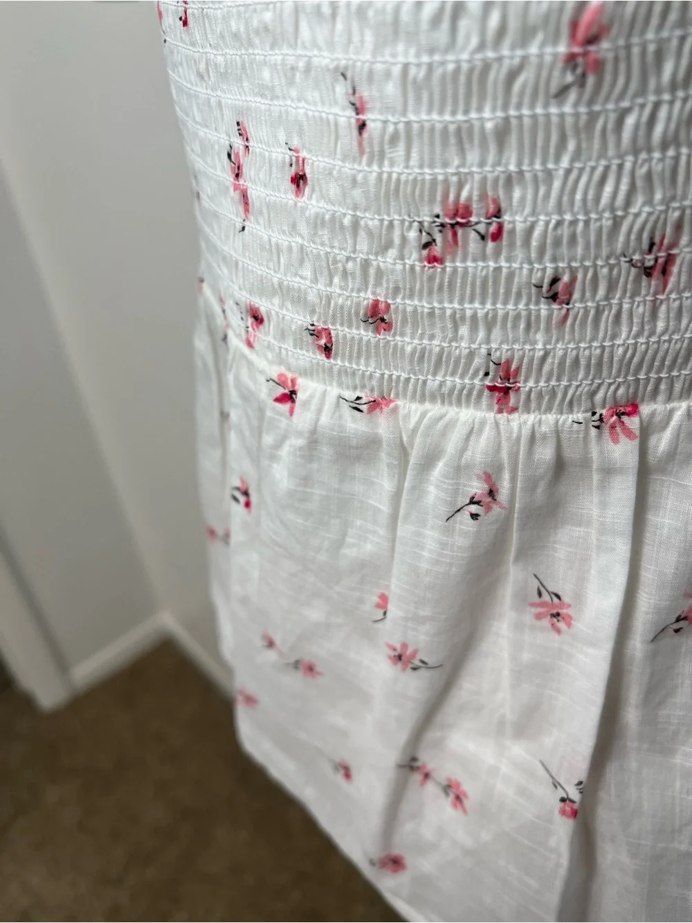 No Boundaries White Cami with Pink Floral Accent - Picture 3 of 9